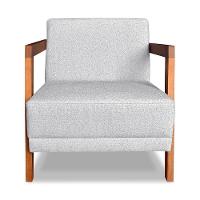 Kit 02 Poltronas Decorativa Natália Linho Cinza Base Em Madeira Castanho - Pallazio - 8