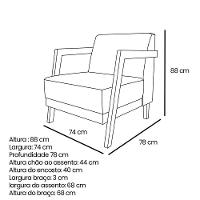 Poltrona Decorativa Natália Linho Base Em Madeira Castanho - Pallazio Grafite - 2