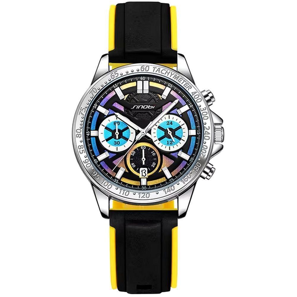 Relógio De Quartzo Masculino Impermeável Esportivo Com Pulseira De Silicone Impermeavel Amarelo - 1