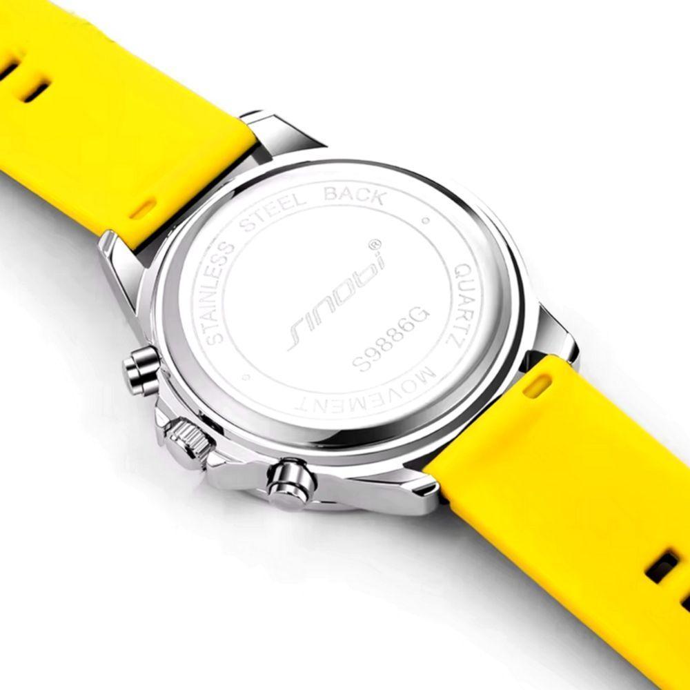 Relógio De Quartzo Masculino Impermeável Esportivo Com Pulseira De Silicone Impermeavel Amarelo - 3