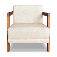 Poltrona Decorativa Natália Linho Base Em Madeira Castanho - Pallazio Cinza - 3