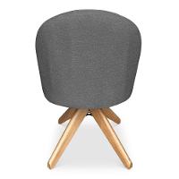 Poltrona Cadeira Giratória Bela Linho Grafite Base De Madeira - Pallazio - 2