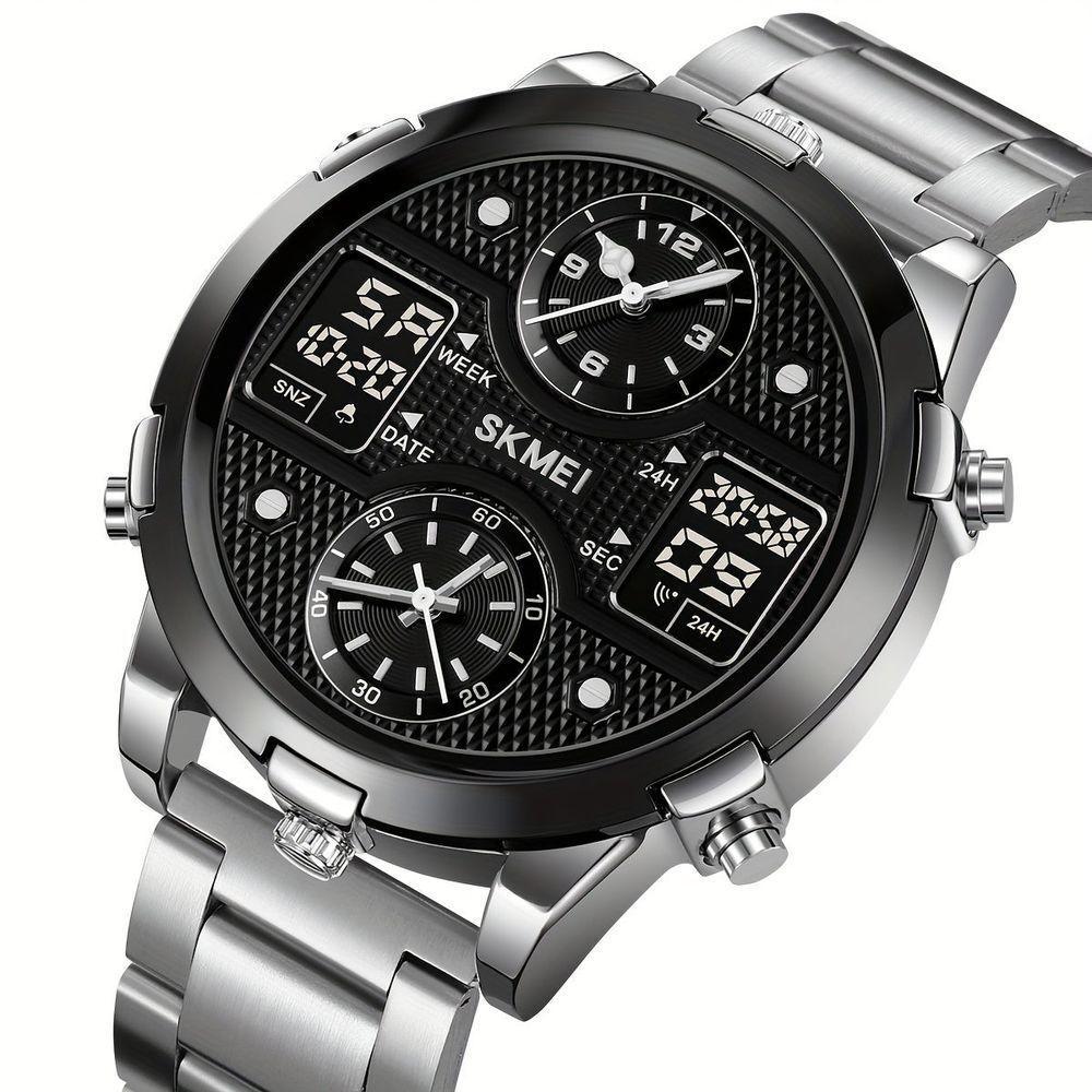 Relógio De Pulso Masculino Fashion Skmei Com Pulseira De Aço Prata - 1