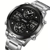 Relógio De Pulso Masculino Fashion Skmei Com Pulseira De Aço Prata - 1