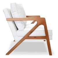 Poltrona Decorativa Luiza Linho Bouclê Off White Base Em Madeira Castanho - Pallazio - 7