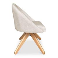 Kit 04 Poltronas Cadeira Giratória Bela Linho Bege Base De Madeira - Pallazio - 3