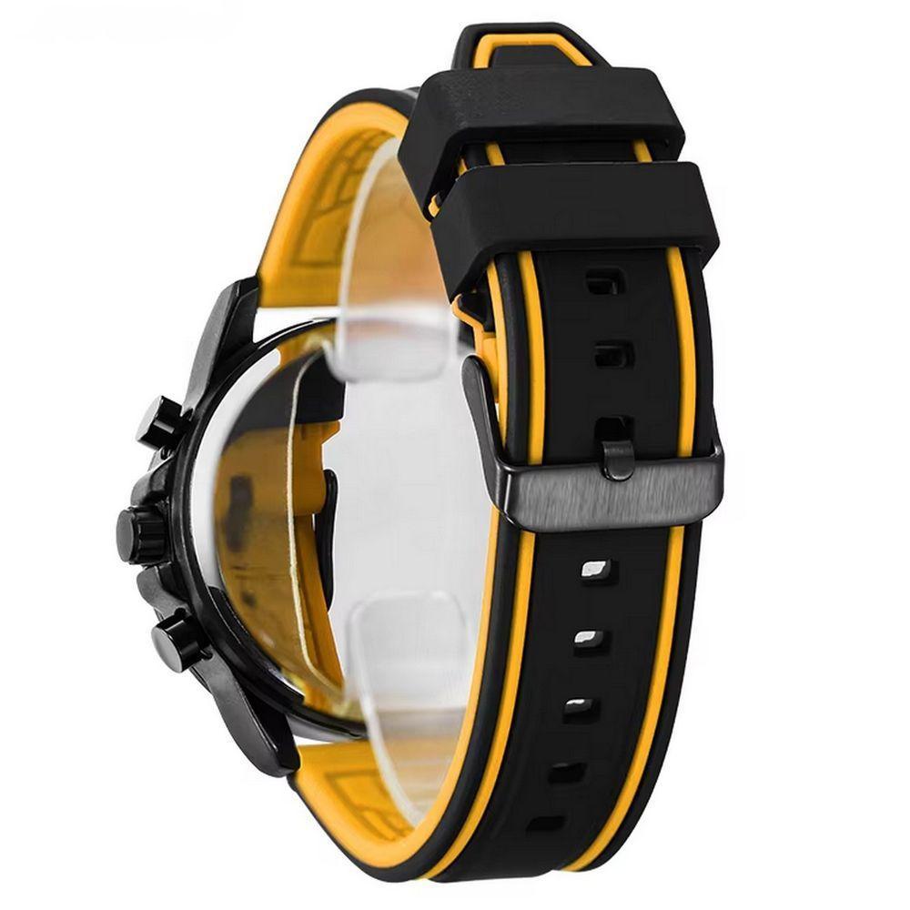 Relógio Esportivo Masculino Quartzo Digital Duplo Movimento á Prova D'água Amarelo - 3