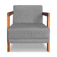 Kit 02 Poltronas Decorativa Natália Linho Grafite Base Em Madeira Castanho - Pallazio - 8