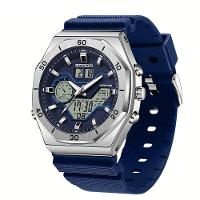 Relógio Esportivo Com Dupla Exibição, Cronômetro & Alarme, à Prova D'água 5atm Azul - 1