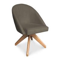 Kit 02 Poltronas Cadeira Giratória Bela Suede Marrom Rato Base De Madeira - Pallazio - 5