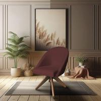 Kit 08 Poltronas Cadeira Giratória Bela Suede Marsala Base De Madeira - Pallazio - 6