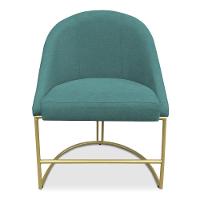 Kit 04 Cadeiras Poltrona De Jantar Bela Suede Azul Turquesa Base Metálica Industrial Dourado - Pallazio - 7