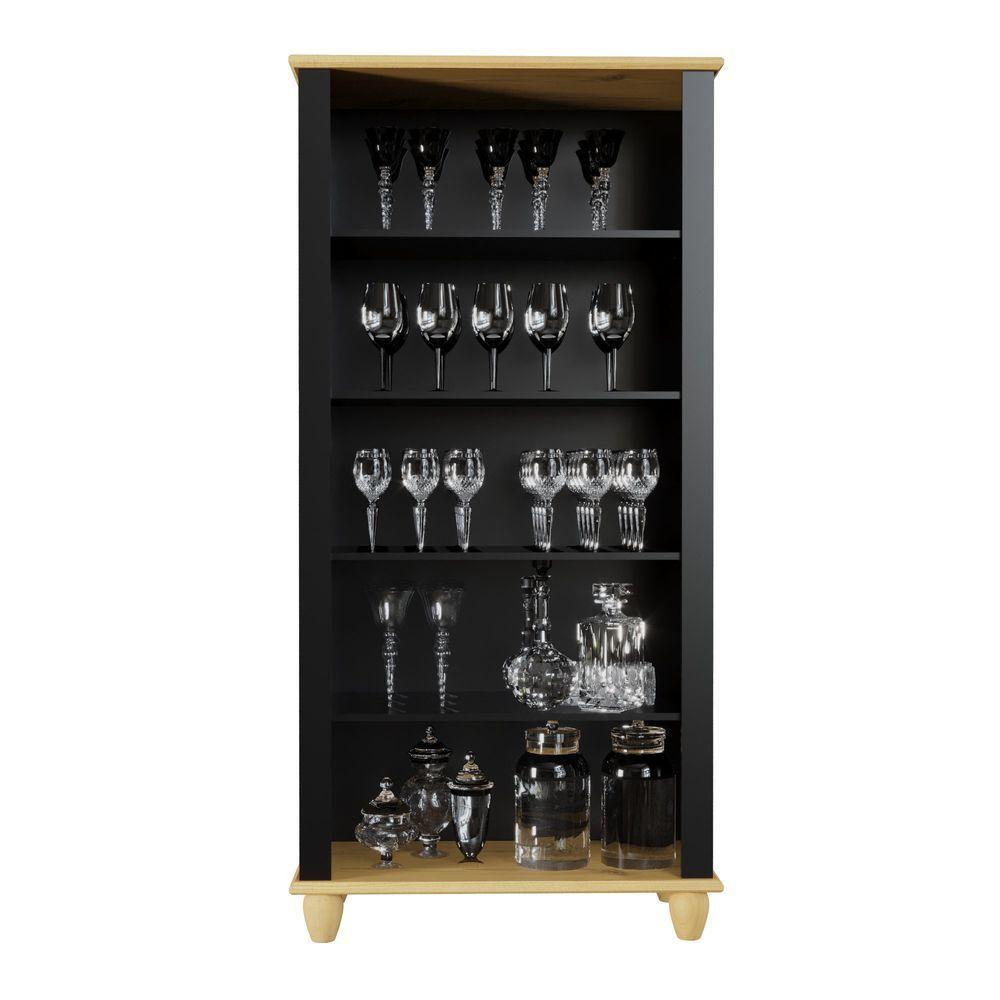 Cristaleira Retrô 2 Portas Preto/ Marfim - 4