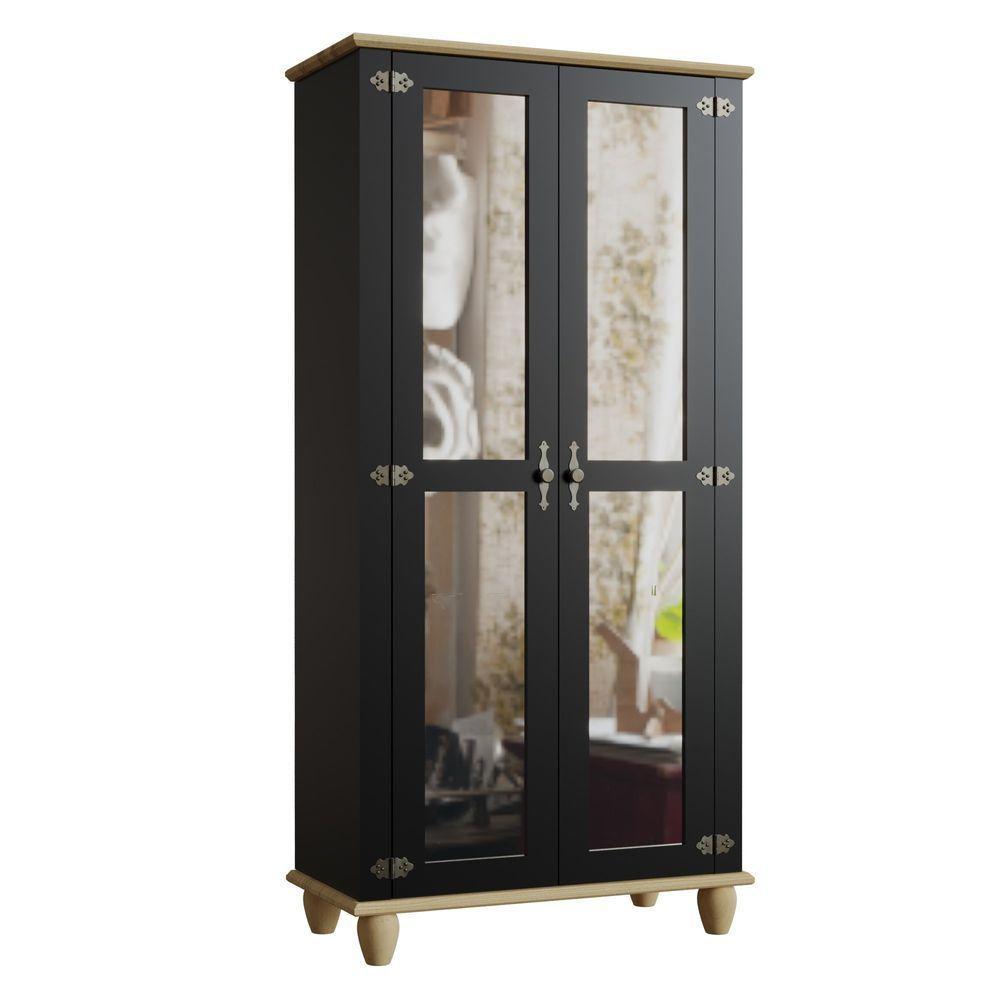 Cristaleira Retrô 2 Portas Preto/ Marfim - 5