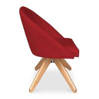 Kit 08 Poltronas Cadeira Giratória Bela Suede Vermelho Base De Madeira - Pallazio - 3