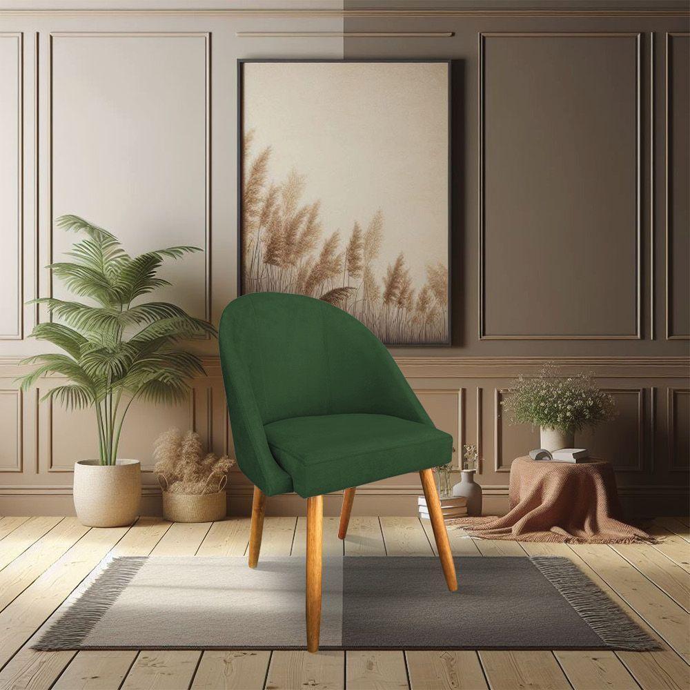 Kit 04 Cadeiras Jantar Bela Suede Verde Pés Palito Castanho - Pallazio - 6