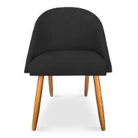 Kit 06 Cadeiras Jantar Bela Suede Preto Pés Palito Castanho - Pallazio - 1