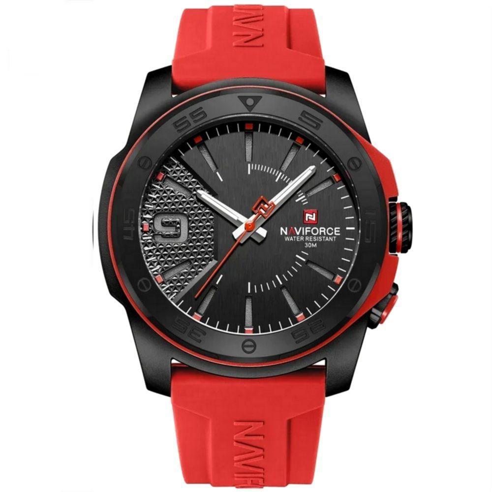 Relógio Quartzo Display Luminoso Esportivo A Prova água Pulseira De Silicone 5atm Vermelho - 1