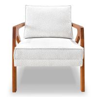 Kit 2 Poltronas Decorativa Luiza Linho Bouclê Off White Base Em Madeira Castanho - Pallazio - 8