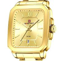 Conjunto De Relógio Casual Simples Quartzo Design Tonneau Impermeavel Casal Dourado - 6