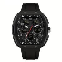 Relógio Esportivo à Prova D'água, Dupla Exibição Com Cronômetro E Despertador Preto - 1