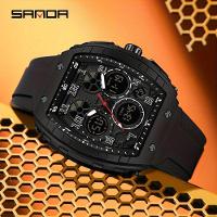 Relógio Esportivo à Prova D'água, Dupla Exibição Com Cronômetro E Despertador Preto - 2