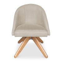 Kit 06 Poltronas Cadeira Giratória Bela Suede Base De Madeira - Pallazio Bege - 3