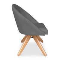 Kit 04 Poltronas Cadeira Giratória Bela Suede Grafite Base De Madeira - Pallazio - 3