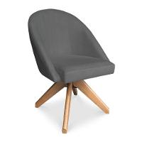 Kit 04 Poltronas Cadeira Giratória Bela Suede Grafite Base De Madeira - Pallazio - 5