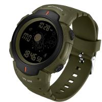 Relógio De Pulso Digital Esportivo Com Cronógrafo, Caixa Redonda, Display Digital Verde Escuro - 1