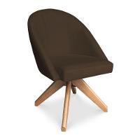 Kit 06 Poltronas Cadeira Giratória Bela Suede Marrom Base De Madeira - Pallazio - 5