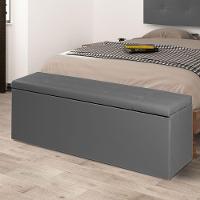 Calçadeira Recamier Baú Casal 1,40m Berlim Corano - Pallazio Cinza - 3