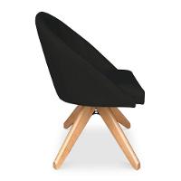 Kit 06 Poltronas Cadeira Giratória Bela Suede Preto Base De Madeira - Pallazio - 3