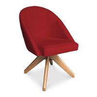 Kit 02 Poltronas Cadeira Giratória Bela Suede Vermelho Base De Madeira - Pallazio - 5