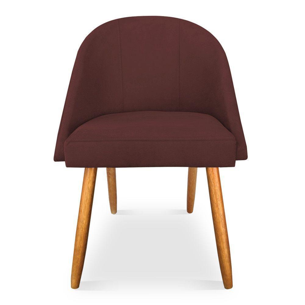Kit 08 Cadeiras Jantar Bela Suede Marsala Pés Palito Castanho - Pallazio - 1