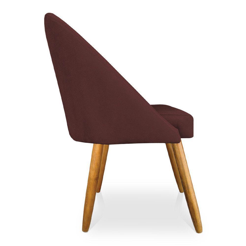 Kit 08 Cadeiras Jantar Bela Suede Marsala Pés Palito Castanho - Pallazio - 3