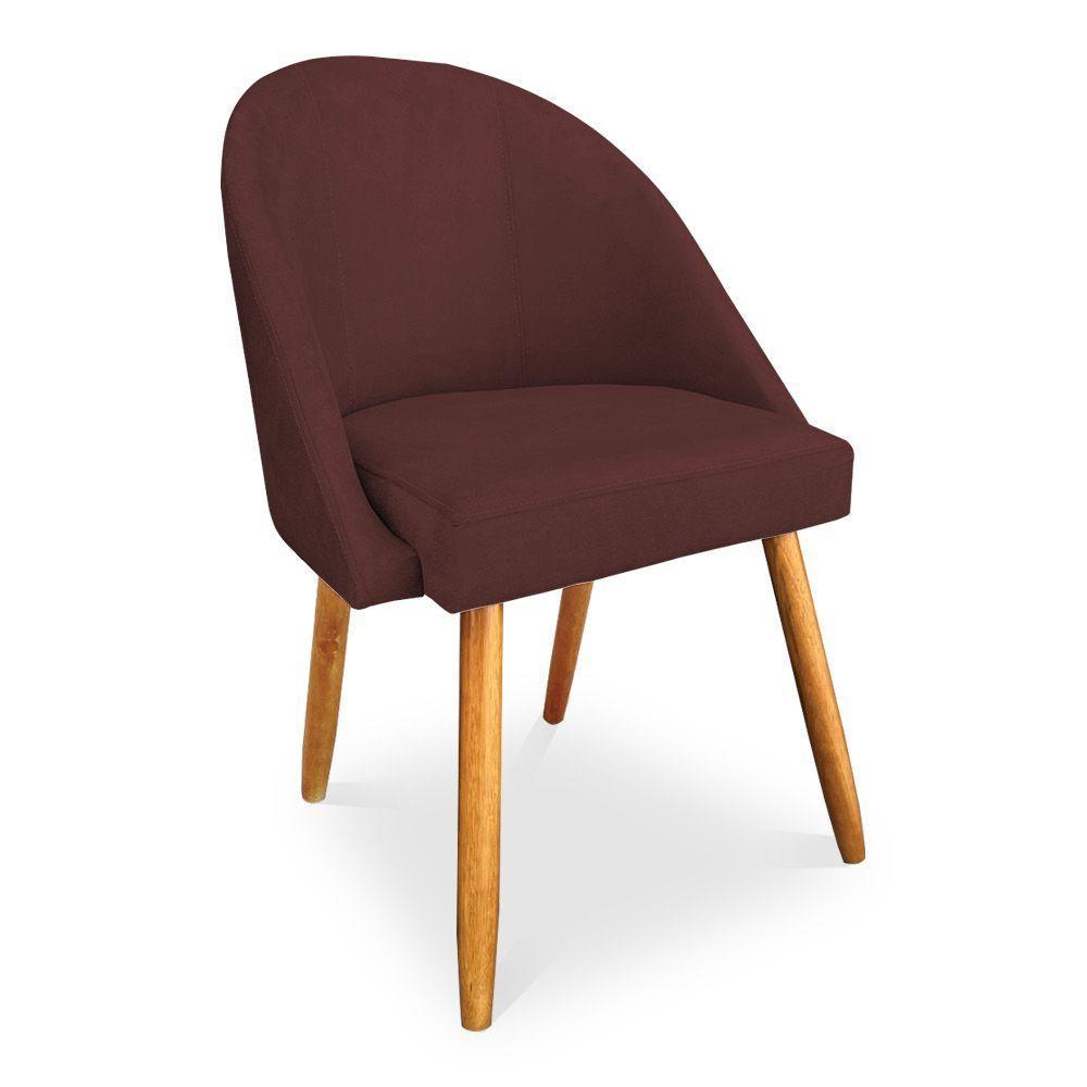 Kit 08 Cadeiras Jantar Bela Suede Marsala Pés Palito Castanho - Pallazio - 4