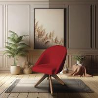 Kit 02 Poltronas Cadeira Giratória Bela Suede Base De Madeira - Pallazio Vermelho - 6