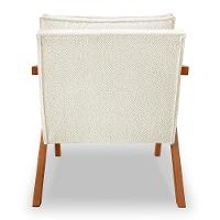 Kit 2 Poltronas Decorativa Luiza Linho Bouclê Bege Base Em Madeira Castanho - Pallazio - 3