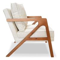 Kit 2 Poltronas Decorativa Luiza Linho Bouclê Bege Base Em Madeira Castanho - Pallazio