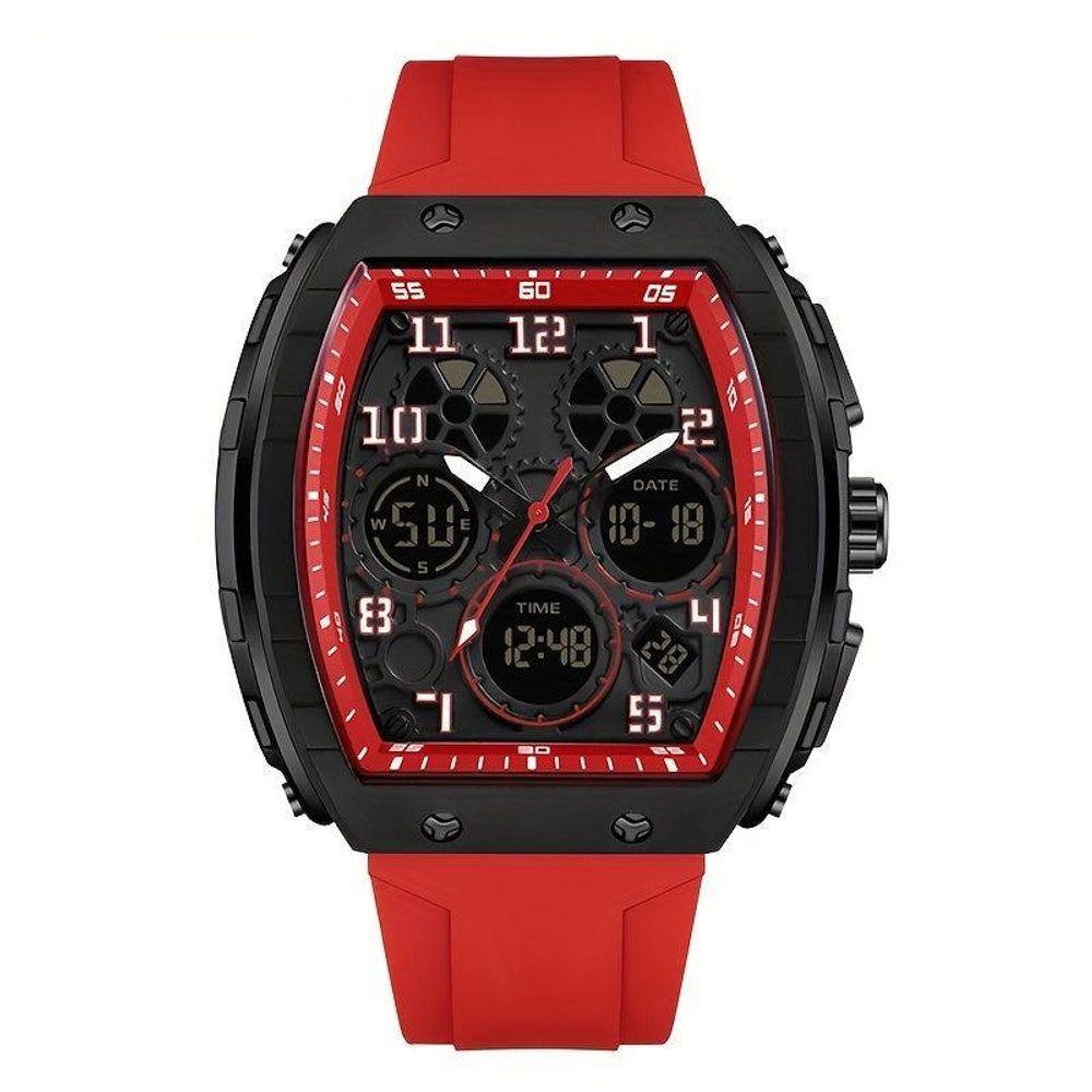 Relógio Esportivo à Prova D'água, Dupla Exibição Com Cronômetro E Despertador Vermelho - 1