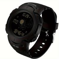 Relógio De Pulso Digital Esportivo Com Cronógrafo, Caixa Redonda, Display Digital Preto - 1