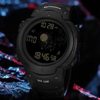 Relógio De Pulso Digital Esportivo Com Cronógrafo, Caixa Redonda, Display Digital Preto - 2