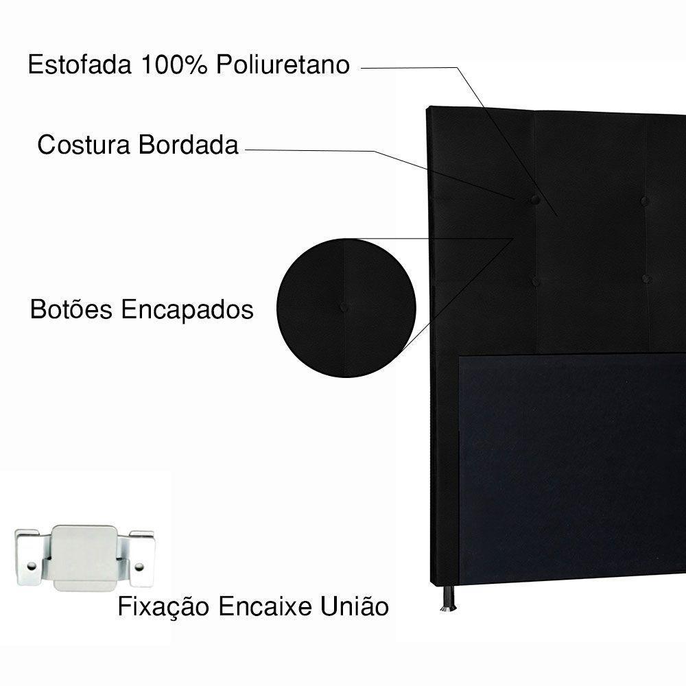 Kit Cabeceira E Calçadeira Baú Casal 1,40m Berlim Corano - Pallazio Preto - 6