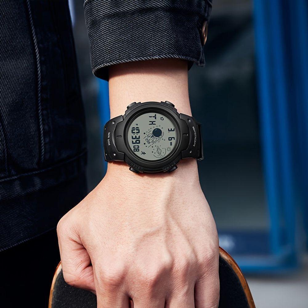 Relógio De Pulso Digital Esportivo Com Cronógrafo, Caixa Redonda, Display Digital Verde - 2