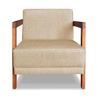 Kit 02 Poltronas Decorativa Natália Linho Dourado Base Em Madeira Castanho - Pallazio - 8