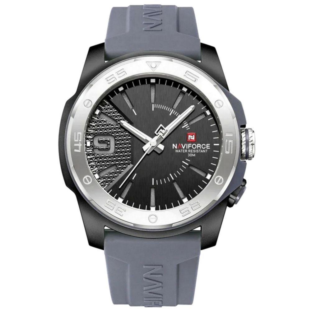 Relógio Quartzo Display Luminoso Esportivo A Prova água Pulseira De Silicone 5atm Preto Cinza - 1