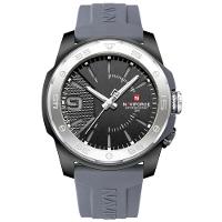 Relógio Quartzo Display Luminoso Esportivo A Prova água Pulseira De Silicone 5atm Preto Cinza - 1