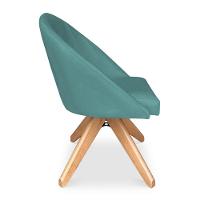 Kit 06 Poltronas Cadeira Giratória Bela Suede Base De Madeira - Pallazio Azul Turquesa - 2