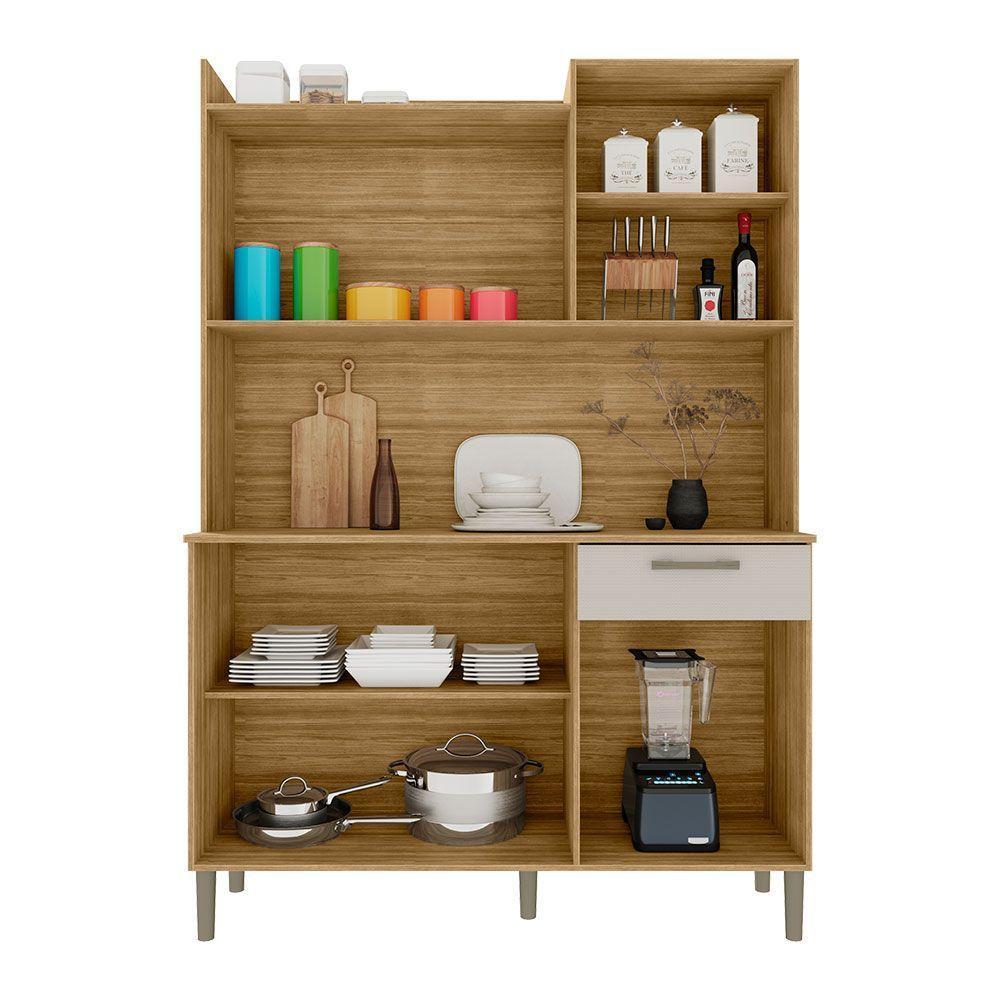 Armário De Cozinha Compacta 6 Portas E 1 Gaveta 121cm Florença Freijó Soft - Pallazio - 2